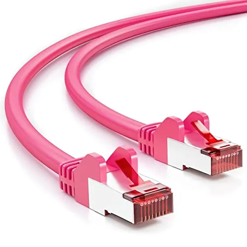 deleyCON 20m Cat6 Netzwerkkabel RJ45 Gigabit 1000 Mbit in pink von deleyCON