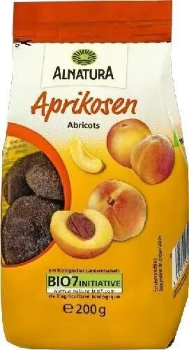 Alnatura Bio Aprikosen getrocknet, 200g - Süß-fruchtige Bio-Aprikosen ohne Stein, perfekt für Müsli, Aufläufe oder als gesunde Nascherei. Ungeschwefelt und ohne Konservierungsstoffe.