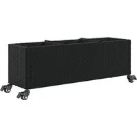 vidaXL Hochbeet mit Rollen und 3 Fächern – Schwarz 107x32x38cm