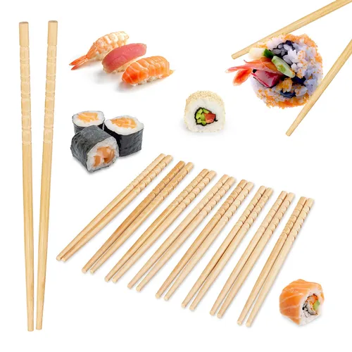 Paar Bambus Essstäbchen Asia Stäbchen 24 cm Chopsticks natur wiederverwendbar 20