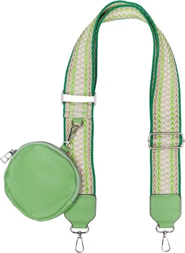 styleBREAKER Verstellbarer Taschen Schulterriemen mit Pünktchen Muster - Gurte & Riemen: Verstellbar von 84 cm bis 128 cm, bietet dieser stilvolle Schulterriemen mit praktischer kleiner Börse Platz für Essentials und verleiht jedem Look das gewisse Extra.