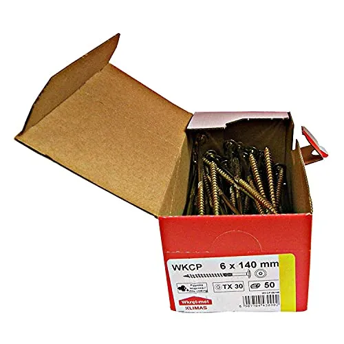KLIMAS 50 Stück Holzbauschrauben TX30 alle Größen Tellerkopf Torx (6 x 140 mm)