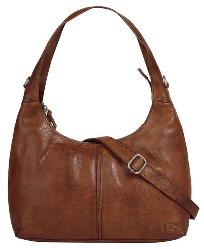 Spikes & Sparrow Umhängetasche Damen 022038 cognac - Umhängetasche aus 100% Rindleder im charmanten Vintage-Look, mit durchdachter Innenausstattung und praktischem Smartphonefach für Ihr Gerät.