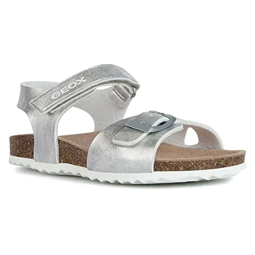 Geox Mädchen J Adriel Girl Sandal, Silber, 24 EU
