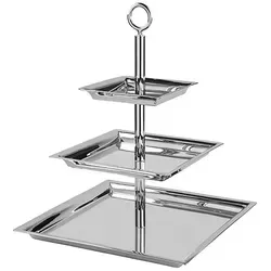 Fink Etagere Nagano, quadratisch, Edelstahl - Elegante Etageren aus Edelstahl, 32 cm x 24 cm x 49 cm, ideal für stilvolle Präsentationen von Snacks und Desserts.
