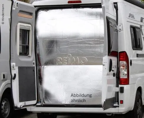 Hindermann Thermovorhang für Hecktür beige - Sonnenschutz für Heckscheiben, ideal für Fiat Ducato (07/2006 ..), bietet optimalen Wärme- und Sichtschutz.