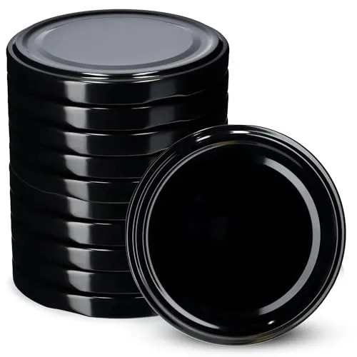KADAX Schraubdeckel fi100 mm, Ersatzdeckel mit 6 Einrastzähnen, Twist-Off-Deckel aus Metall, Deckel für Einmachgläser, Gläserdeckel passend für 2530ml, 4130 ml, 5000 ml Gläser (10 Stück, Schwarz)