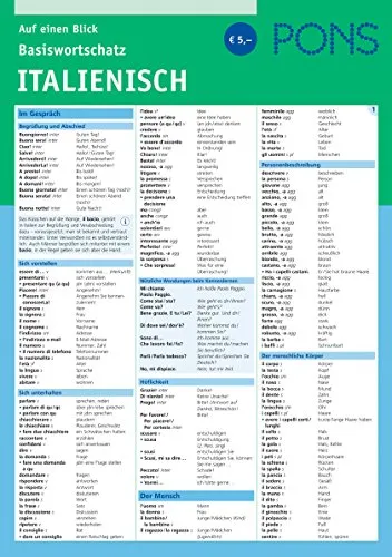 PONS Basiswortschatz Italienisch auf einen Blick (PONS Auf einen Blick)