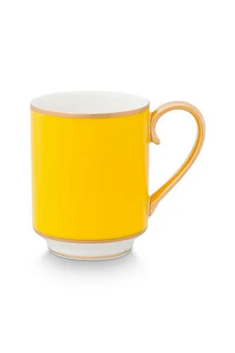 PiP Studio Becher Chique Henkelbecher gold-gelb 250ml, Bone China, Mug Small with Ear Pip Chique Gold-Yellow 250ml