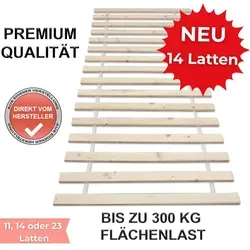 Premium Rolllattenrost 90 x 200 cm mit 23 Latten - Lattenrost für alle Matratzenarten, aus robustem unbehandeltem Fichtenholz, sorgt für optimale Luftzirkulation und hat vorgebohrte Fixierlöcher gegen Verrutschen.