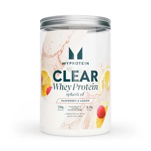 Myprotein Clear Whey Splash Proteinpulver – Himbeere und Zitrone | 20 g Protein pro Portion | Hydrolysiertes Molkenproteinisolat | Kalorienarmer| Erfrischender Proteinsaft – 15 Portionen, 390 g