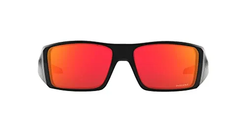 Oakley OO9231 Unisex-Sonnenbrille - Randlos und Eckig - Sportbrillen mit schwarzem Kunststoff-Gestell und orangefarbenen Gläsern, ideal für sportliche Aktivitäten und optimalen UV-Schutz.