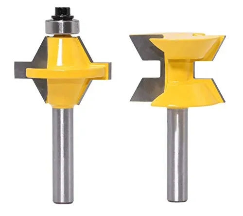 8mm Schaft Fräser Set 120 Grad Nutfräser Set mit Kantenanleimmaschine Holzbearbeitung Nut Meißel Fräser Werkzeuge, 2 Stück