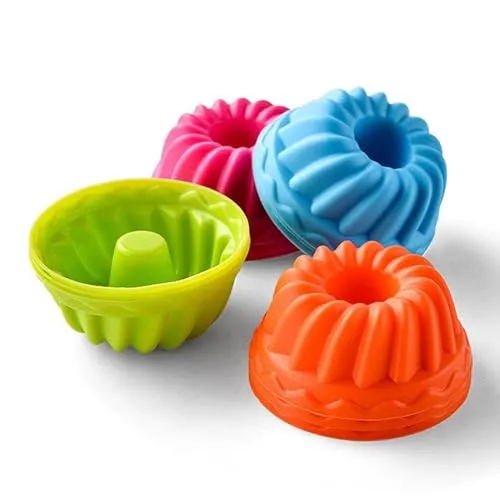 Gugelhupfform Silikon Mini Backform Wiederverwendbare Muffinförmchen für Kuchen Dessert Schokolade Pudding Gelee 12 x