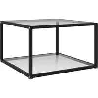 vidaXL Couchtisch Transparent 60x60 cm aus Hartglas - Moderner Couchtisch mit 2-stufigem Design aus stabilem Hartglas und pulverbeschichtetem Stahl. Ideal für Snacks und Deko, leicht zu reinigen und perfekt für gemütliche Stunden im Wohnzimmer.
