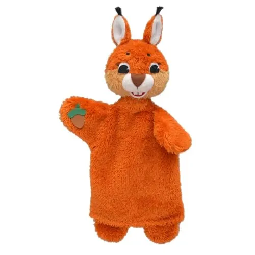MUBRNO 24606A Eichhörnchen mit Haselnuss Textilhandpuppe, Mehrfarbig