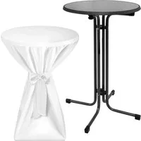 Beautissu Sylt Stehtisch Ø 80cm Grau mit Husse Weiß - Kompakter klappbarer Stehtisch mit passgenauer Husse – ideal für Feiern, Gastronomie und Veranstaltungen. Robuste Materialien sorgen für Langlebigkeit und einfachen Aufbau ohne Werkzeug.