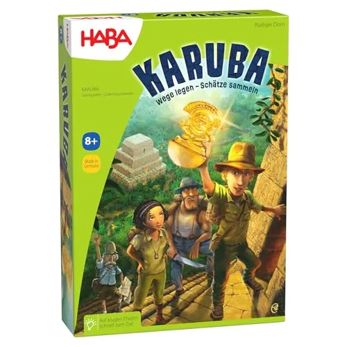 HABA 300932 - Karuba, Strategie- und Brettspiel für die ganze Familie, EIN fesselndes Legeabenteuer für 2-4 Schatzjäger ab 8 Jahren
