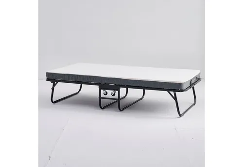 Odikalo Metallbett Gästebett Klappbett 90x190cm 4 Rollen mit 10cm Foam Matratze Schwarz