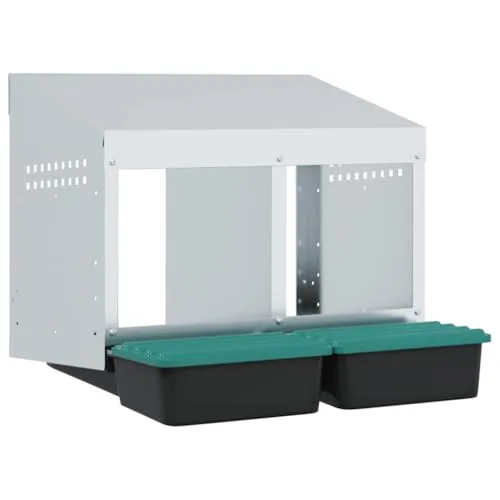 vidaXL Hühner-Nistkasten 2 Fächer - Wandmontage aus verzinktem Stahl - Vogelhäuser für eine komfortable Legeumgebung: Robuster Hühnernistkasten mit einfachem Eiersammeln und optimaler Belüftung für gesunde Hühner.