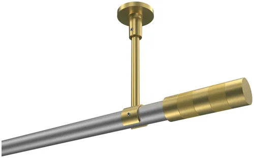 INTERDECO Gardinenstange Sonette Mavell, Ø 20 mm, 1-läufig, Fixmaß, kürzbar, Deckenmontage, Metall, Silbergrau / Messing-Optik / Bicolor