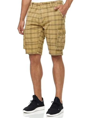 Indicode Herren Blixt Cargo Shorts mit Gürtel - Herren-Shorts aus 100% Baumwolle, ideal für den Sommer mit 6 praktischen Taschen und stylishen Camouflage-Details. Perfekt für lässige Outfits und viel Stauraum!