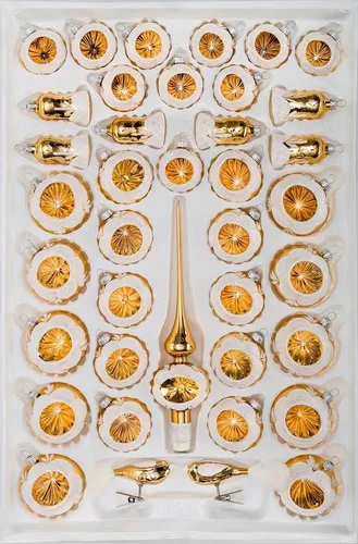 Navidacio Weihnachtsbaumkugel 39 tlg. Glas-Weihnachtskugeln Set in Hochglanz Vintage Gold