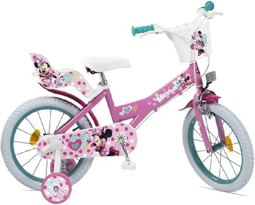 Disney Minnie 14 Zoll Fahrrad für Mädchen - Fahrrad für Kinder von 4-6 Jahren, robustes Stahlmaterial und fröhliches Design mit Minnie Mouse Motiv, ideal für kleine Abenteurer.