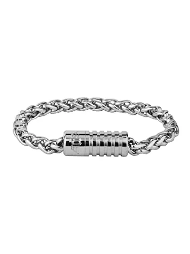 Police GEAR Armband für Herren aus Edelstahl in der Farbe Silber mit Schraubverschluss, Größe: 21cm, PEAGB2211544