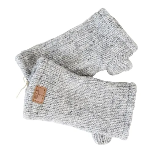 BUDDHA arts&more Kinder Pulswärmer Stulpen handgestrickt (Grau)