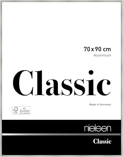 nielsen Bilderrahmen 70 x 90 cm, Aluminium, Silber matt - Bilderrahmen für Poster, hochwertiger Aluminiumrahmen Classic, ideal für Hoch- und Querformat, einfach zu montieren und Made in Germany.