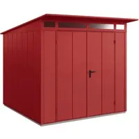 Gartenhaus Hörmann EcoStar Elegant-P Typ 2 RAL3004 - Gartenhaus aus robustem Metall mit eleganter Doppeltür, ideal für die Aufbewahrung von Gartengeräten und Möbeln.