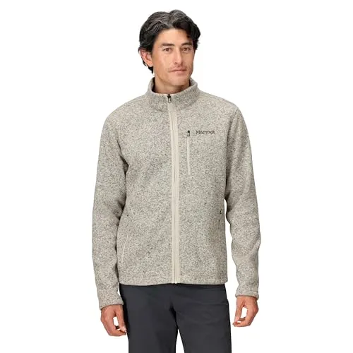 Marmot Herren Drop Line Jacket, Warme Fleecejacke, Outdoor-Jacke mit durchgehendem Reißverschluss, atmungsaktiver und windbeständiger Sweater, Birch Bark Heather, S