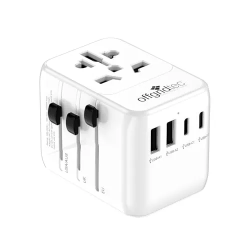 Offgridtec Reiseadapter Universal - Weltweit einsetzbar, 2x USB-A und 2x USB-C, lädt bis zu 5 Geräte gleichzeitig auf