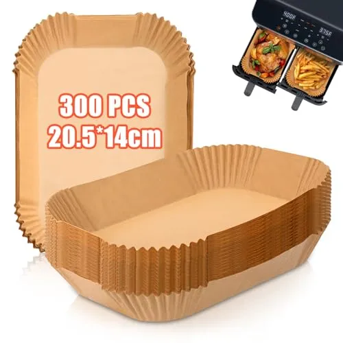 Stück Backpapier für Heißluftfritteuse Ninja Dual, 20,5x14CM Stone TH Airfryer mit Doppelkammer Pergamentpapier Liner Kompatibel mit Ninja AF300EU AF400EU SL400EU AF500EU, Andere Heißluftfritteuse 300