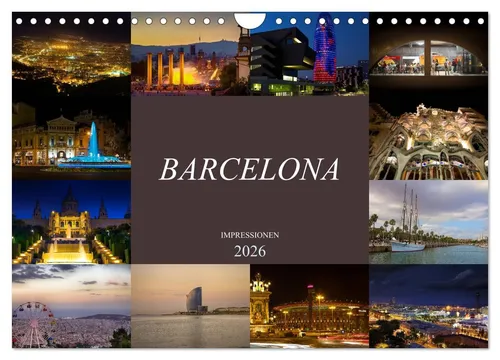 Barcelona Impressionen (Wandkalender 2026 DIN A4 quer), CALVENDO Monatskalender