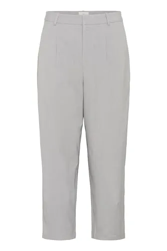 KAFFE Damen Cropped Trousers mit hohem Bund - Damen-Hosen in Grau-Melange, mit tapered Legs für einen modernen Look und perfekten Tragekomfort.
