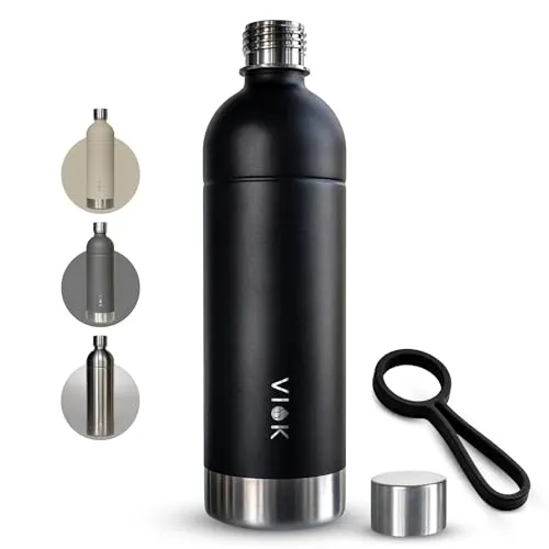 VIOK 1,3 L Edelstahlflasche für Wassersprudler – Schwarz in schwarz von VIOK