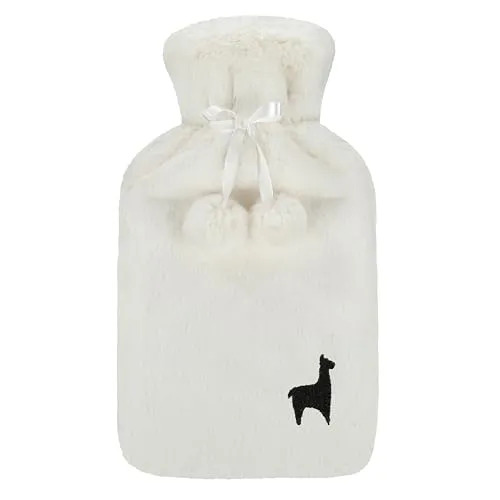 Nordstern Wärmflasche Beige mit Weichem Bezug 1,8 L - Große Auslaufsichere Bettflasche mit weichem Plüsch Wärmflaschenbezug - Ideal für Erwachsene, Kinder, und Teenager