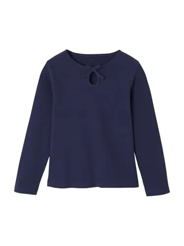 Vertbaudet Mädchen Shirt mit Cut-Out und Schleife, RIPP Marine 140