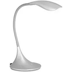 Fischer & Honsel Led-Schreibtischleuchte Nil, Silber, Kunststoff, 37.5x17 cm, 3 Helligkeitsstufen, schwenkbar, gleichmäßige Lichtverteilung, Lampen & Leuchten, Innenbeleuchtung, Tischlampen