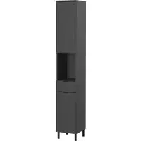 Germania Hochschrank Arcena in Graphit - Badmöbel-Set mit 1 Schublade, 2 Türen und 3 verstellbaren Einlegeböden. Sanft schließende Türen und Schublade, modernes Design in Graphit.
