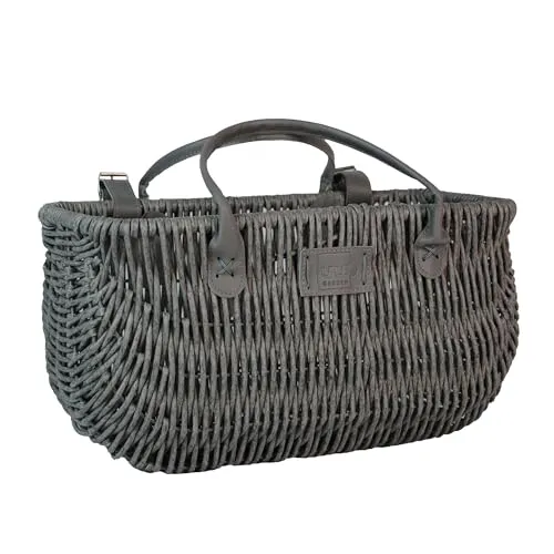 UNUS Fahrradkorb in Weidenoptik - Wetterfest und vielseitig - Fahrradkorb aus robustem, pflegeleichtem Kunststoff in eleganter Grau-Optik. Mit flexibler Gurtbefestigung für Gepäckträger oder Lenker, ideal für Einkäufe und Ausflüge.