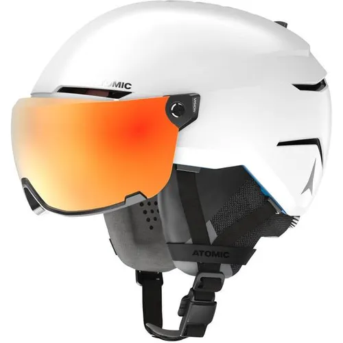 Atomic Savor AMID Visor HD Skihelm – Weiß (55-59cm) - Skihelme & Snowboardhelme mit AMID-Technologie für 40% höheren Aufprallschutz, HD Visier für kristallklare Sicht und anpassbare Brillenfreiheit.