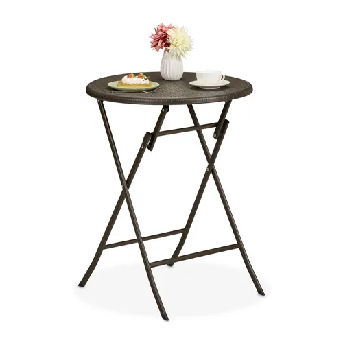 Runder Gartentisch für Balkon und Garten - Vielseitiger Bistrotisch mit einer Breite von 60 cm, ideal für Innen- und Außenbereiche. Robustes Design und kein Montageaufwand!