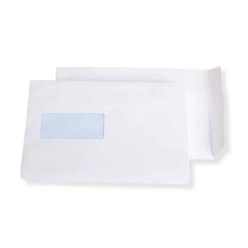 St. Versandtasche, Umschlag, Kuvert, mit Fenster, A5, weiß, selbstklebend 25