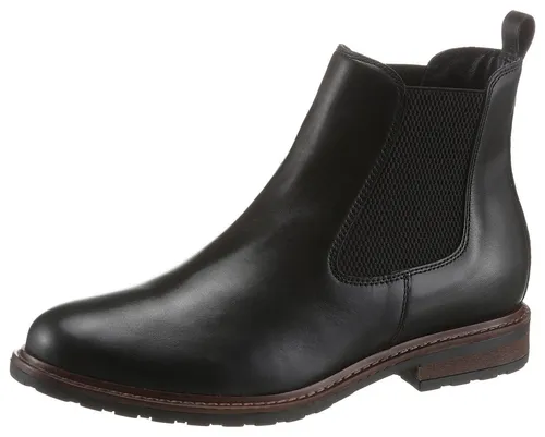 Tamaris Damen Chelsea Boots - Wanderschuhe, stilvolle und bequeme Stiefeletten aus hochwertigem Leder mit einem flachen Blockabsatz für optimalen Komfort.