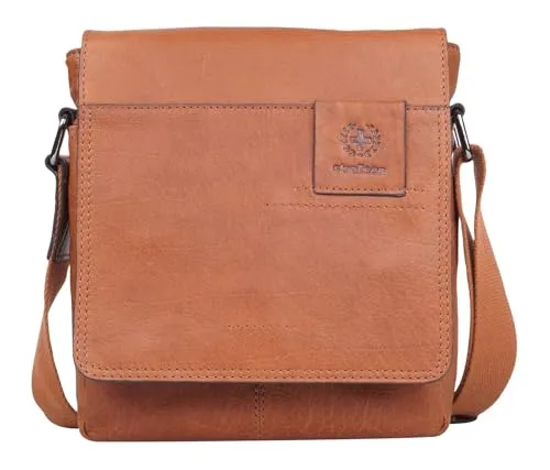 Strellson Herren ShoulderBag Hyde Park Jeremy - Herren-Schultertaschen: Stilvolle Umhängetasche aus hochwertigem Leder in Cognac, ideal für den modernen Mann.