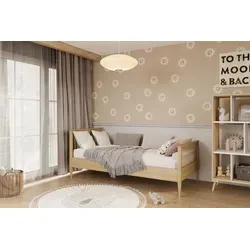 Mädchenbett EMILIA 80/90 - 160/180/200 cm mit Matratze - Stilvolles Mädchenbett EMILIA aus massivem Kiefernholz, robust und sicher. Abgerundete Kanten für mehr Kindersicherheit. Flexibel in verschiedenen Größen und eleganten Designs erhältlich.