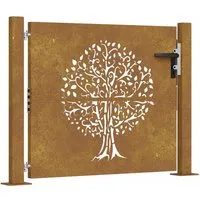 vidaXL Gartentor mit Bambus-Design - Flügeltor aus robustem Cortenstahl, abschließbar und mit elegantem lasergeschnittenem Design – ideal für Garten und Terrasse.